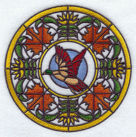 Mallard in Autumn Stained Glass
