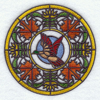 Mallard in Autumn Stained Glass