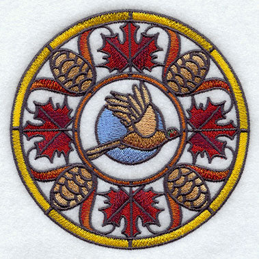 Pheasant in Autumn Stained Glass