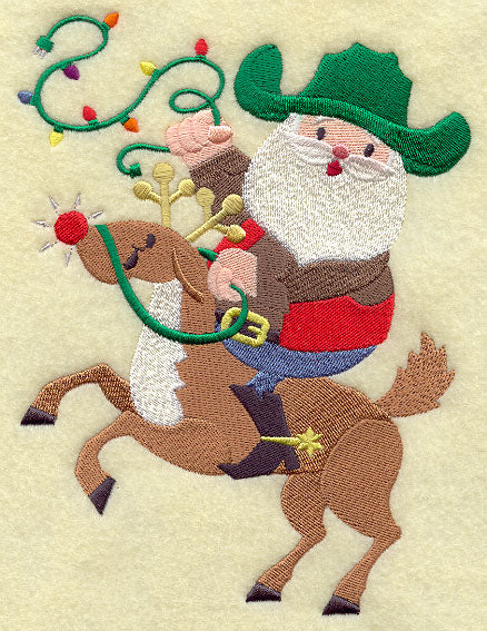 Cowboy Santa Claus on Reindeer