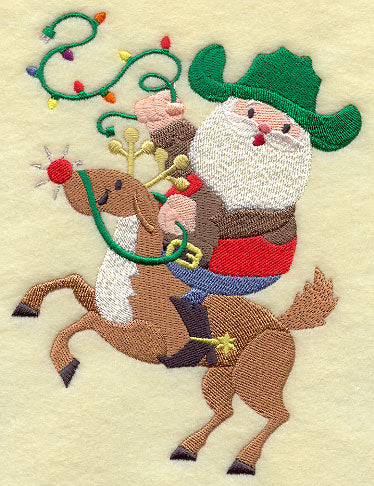 Cowboy Santa Claus on Reindeer