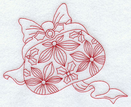 Purse with Holly Print and Bow (Redwork)