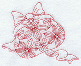 Purse with Holly Print and Bow (Redwork)