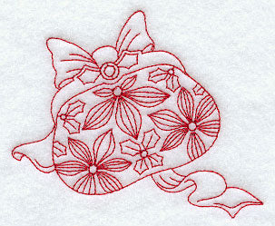 Purse with Holly Print and Bow (Redwork)