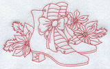 Christmas Boots and Poinsettias (Redwork)