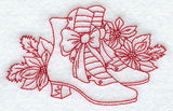 Christmas Boots and Poinsettias (Redwork)
