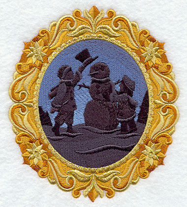 Christmas Cameo with Snowman Scene