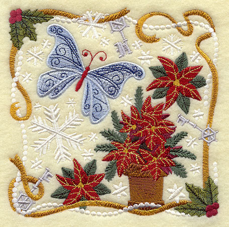 Christmas Collage - Poinsettias and Butterfly