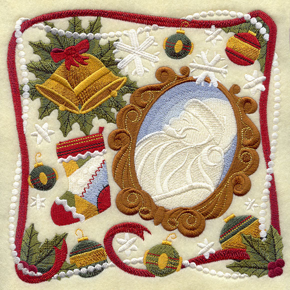 Christmas Collage - Santa Cameo and Stocking