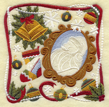 Christmas Collage - Santa Cameo and Stocking