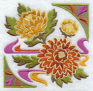 Arts and Crafts Chrysanthemum Square