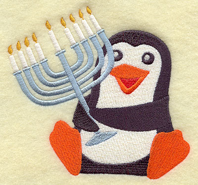 Chanukah Penguin with Menorah