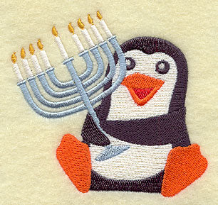 Chanukah Penguin with Menorah