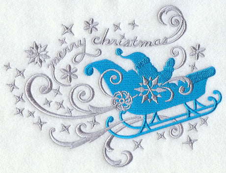 Merry Christmas Sleigh in Filigree (Facing Right)