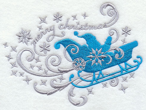 Merry Christmas Sleigh in Filigree (Facing Right)