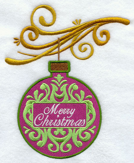 Merry Christmas Damask Ornament and Bough