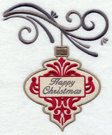 Happy Christmas Damask Ornament and Bough
