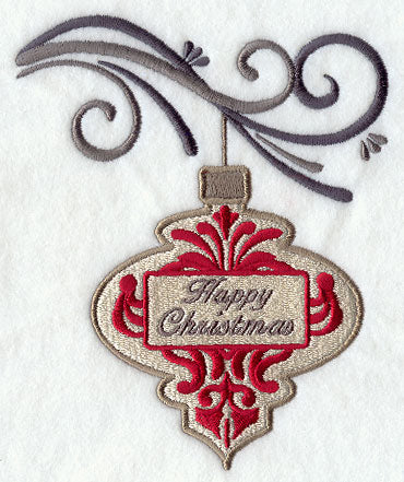 Happy Christmas Damask Ornament and Bough