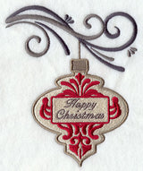 Happy Christmas Damask Ornament and Bough