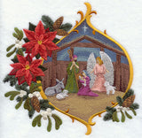 Stable Scene with Christmas Flowers