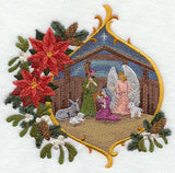 Stable Scene with Christmas Flowers