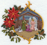 Stable Scene with Christmas Flowers