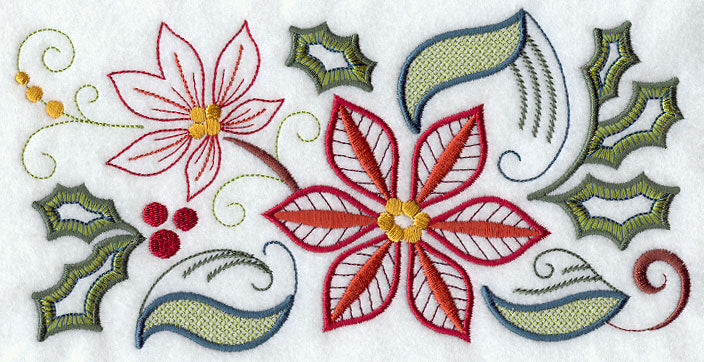 Vintage Jacobean Christmas Floral Border 1
