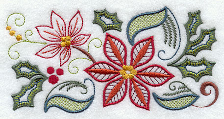 Vintage Jacobean Christmas Floral Border 1
