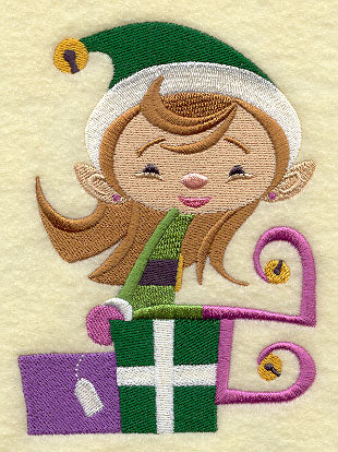 Elf Esther Sitting on Gifts