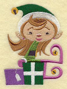 Elf Esther Sitting on Gifts