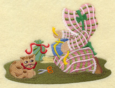 Sunbonnet Sue Wraps a Gift