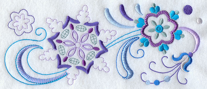 Vintage Jacobean Snowflakes Border