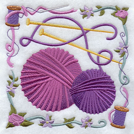 Knitting Needle and Yarn Collage