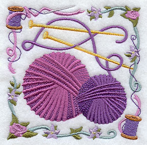 Knitting Needle and Yarn Collage