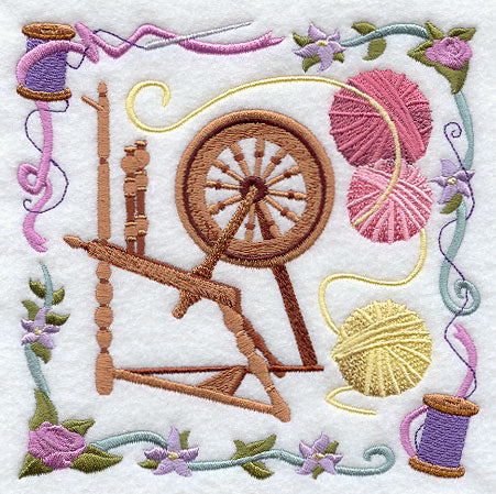 Spinning Wheel and Yarn Collage