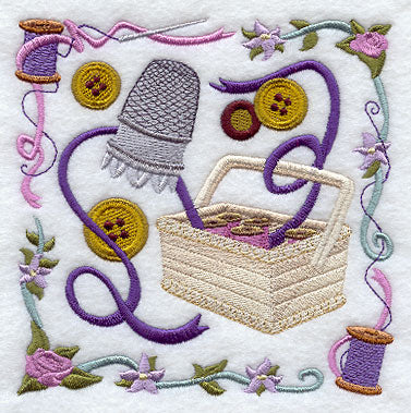 Sewing Box and Buttons Collage