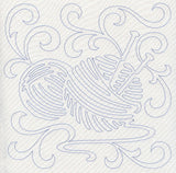 Knitting Needles and Yarn Quilting Square (Single Run)