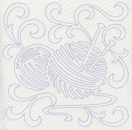 Knitting Needles and Yarn Quilting Square (Single Run)