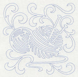 Knitting Needles and Yarn Quilting Square (Single Run)