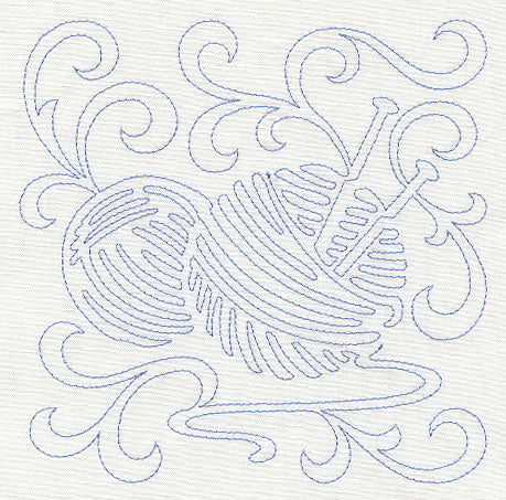 Knitting Needles and Yarn Quilting Square (Single Run)