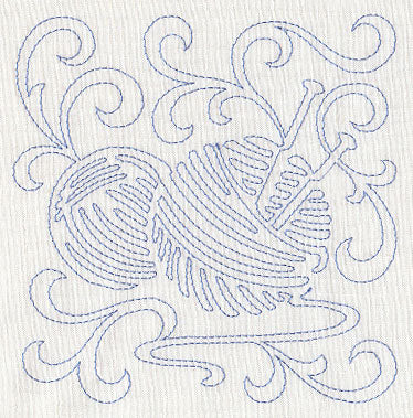 Knitting Needles and Yarn Quilting Square (Single Run)