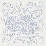 Knitting Needles and Yarn Quilting Square (Single Run)