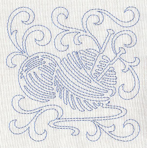 Knitting Needles and Yarn Quilting Square (Single Run)