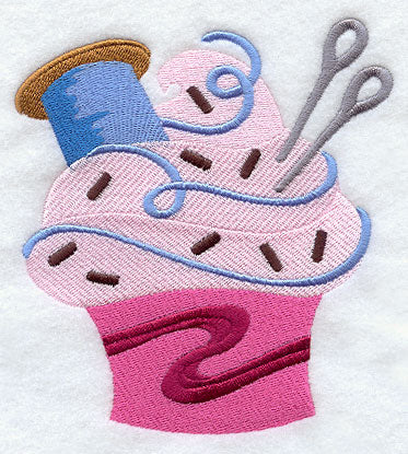 Crafty Cupcake with Thread and Needles