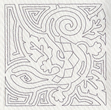 Mola Lizard Quilting Square (Single Run)