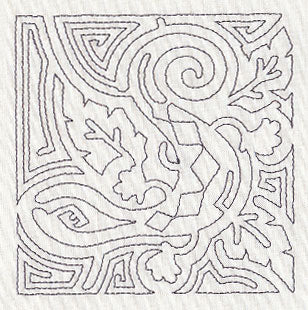 Mola Lizard Quilting Square (Single Run)