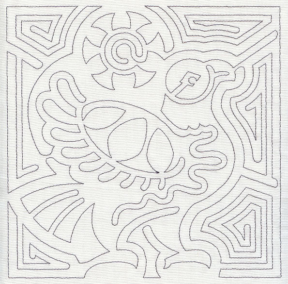 Mola Hawk Quilting Square (Single Run)