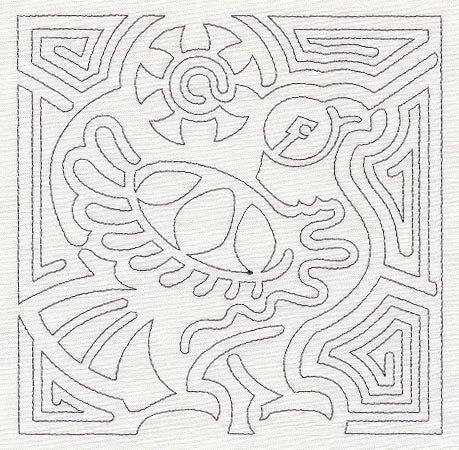 Mola Hawk Quilting Square (Single Run)