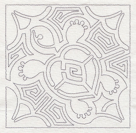 Mola Turtle Quilting Square (Single Run)