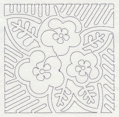 Mola Panama Rose Quilting Square (Single Run)